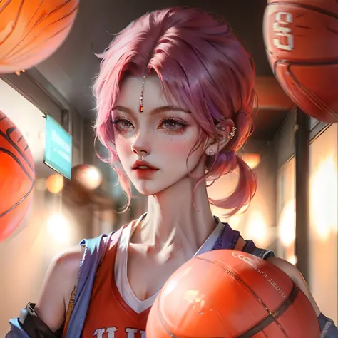 Anime male，basketball ball，punk