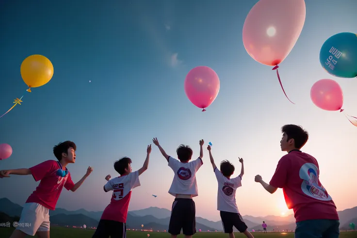 Date: 2014
Location: South Korea
Description: A group of teenagers playfully release colorful balloons against a luminous South Korean sky, capturing the vibrancy and camaraderie of youth.