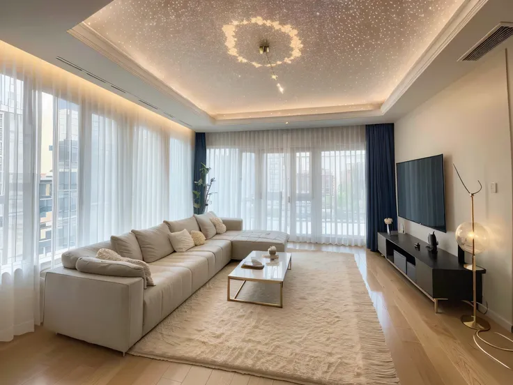 ，masterpiece, best quality，8k, ultra highres，Reallightandshadow，（Realiy，realisticlying)，The Sky House is a creative duplex suite，The bedroom is located on the upper level，The living room kitchen is located on the lower level。When you step into this dream s...