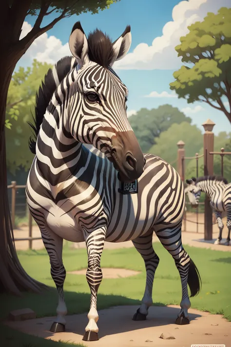 cartoon of zebra in the zoo for kids book