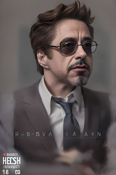 Marvel version of Robert Downey Jr，（robert downey jr：1.8）full-body portraits，，Fighting posture，Vicious eyes，com rosto detalhado，Slightly vicissitudes， Award-winning photo、Bokeh、, surrealism, Cinematic lighting, shadowing, High details, High quality, Award-...