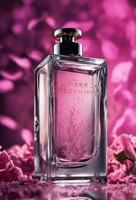 A close-up of a bottle of perfume on a reflective surface, perfume, arizona, profile shot, author：Alexander Mann, sephora, jen yoon, perfume bottles, victoria siemer, armani, Barbara Balmer, inspired by Anna Füssli, floating in perfume, Professional produc...