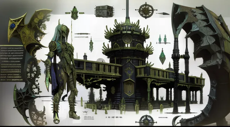 Ancient parasite spaceship（Alchemy observatory with complex structure），decrepit，Realiy