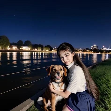 riverbank，Teenage girl holding a dog，natta