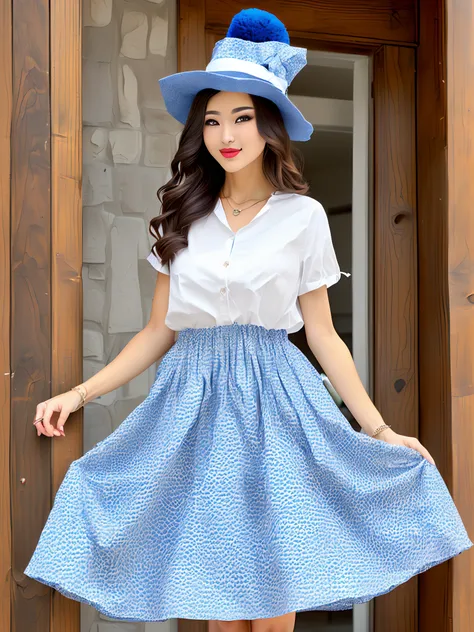 Fukalos French blue decoration，Skirt dress hat