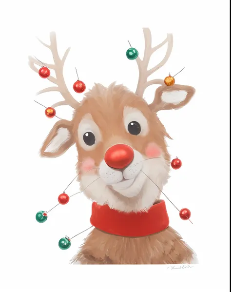 Red-nosed and red-nosed reindeer Rudolph, inspired by Rudolph F. Ingerle, inspired by Rudolph Belarski, Reddens Nose, santa, 1128x191 resolution, illustration!, an anthropomorphic deer, anthropomorphic deer, added detail, Wonderful, By senior artists, warm...