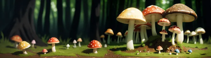 Mushroom forest macro