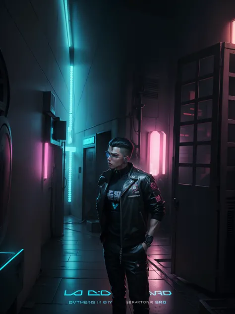 Change background in cyberpunk handsome boy