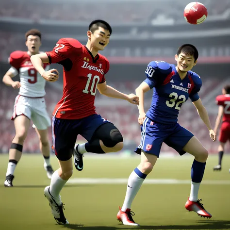 Yao Ming plays football