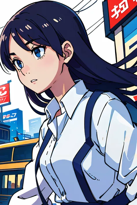 (best-quality:0.8), (best-quality:0.8), Perfect anime illustration，Extremely close-up of beautiful women passing through the city，low-saturation