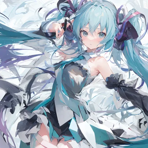 Anime girl with blue hair and white dress holding knife, Digital art at Pixiv, anime art wallpaper 4k, anime style 4 k, anime art wallpaper 4k, hatsune miku portrait, zerochan art, Portrait of Hatsune Miku, high definition anime art, Anime art wallpaper 8k...