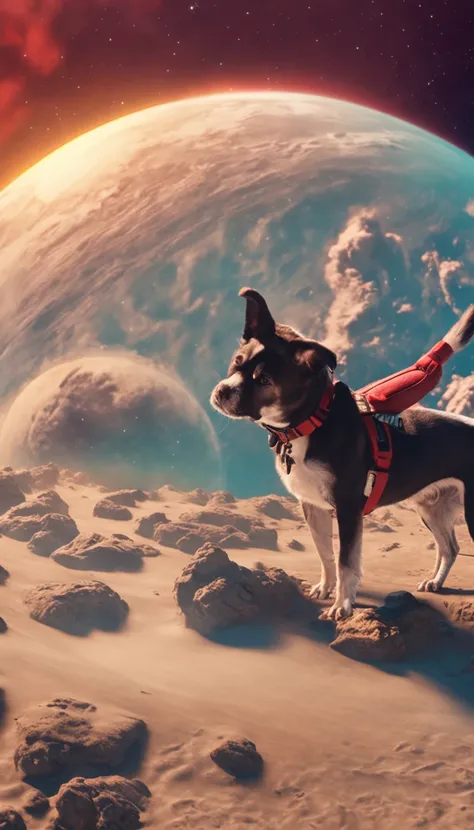 dogs on a planet in the space