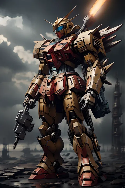 gundam, full body, illustration, cinematic light, high resolution, best quality, ultra detailed, masterpiece,