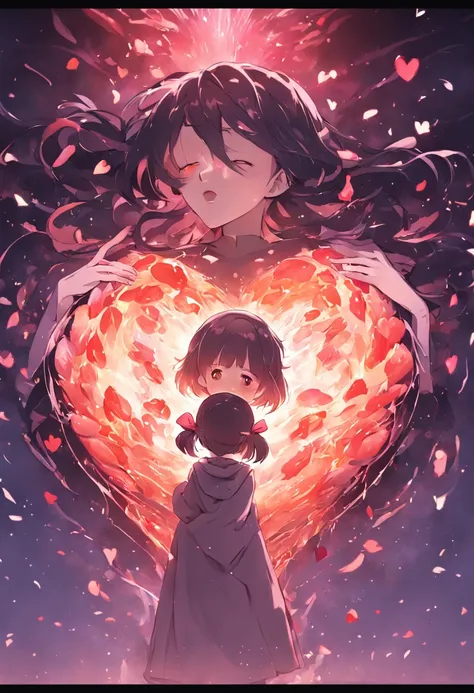 Mother and her baby inside a heart