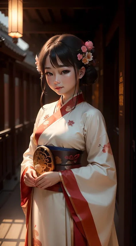 1girl, (hanfu), glowing, sidelighting, wallpaper,12k resolution image.