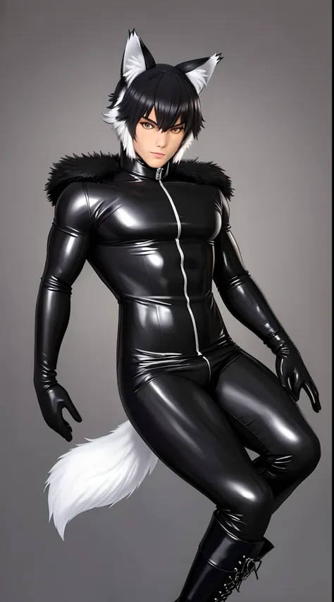 juvenile sense，shoun，male characters show their faces，full body latex set，one-piece latex clothing，musculous，full body photo，sex...