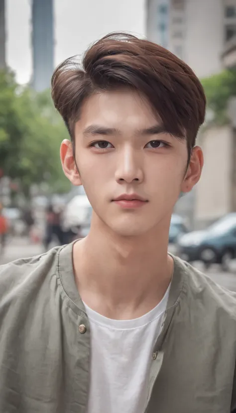 Handsome boy，Young Chinese，19years old，Fashionab，tee shirt，shorter pants，long leges，Wear sneakers，whitestocking，Muscles are well-proportioned，The skin is sunny，Three-dimensional face with facial features，Long narrow eyes，long eyelasher，Thick eyebrows，vred，...