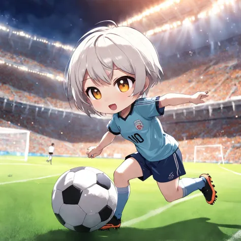 ((Chibi Girl Playing Soccer))、White shorthair chibi、Pixie Cut Chibi、Chibi in shorts, Chibi,