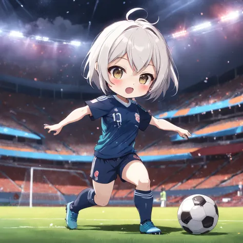 ((Chibi Girl Playing Soccer))、White shorthair chibi、Pixie Cut Chibi、Chibi in shorts, Chibi,