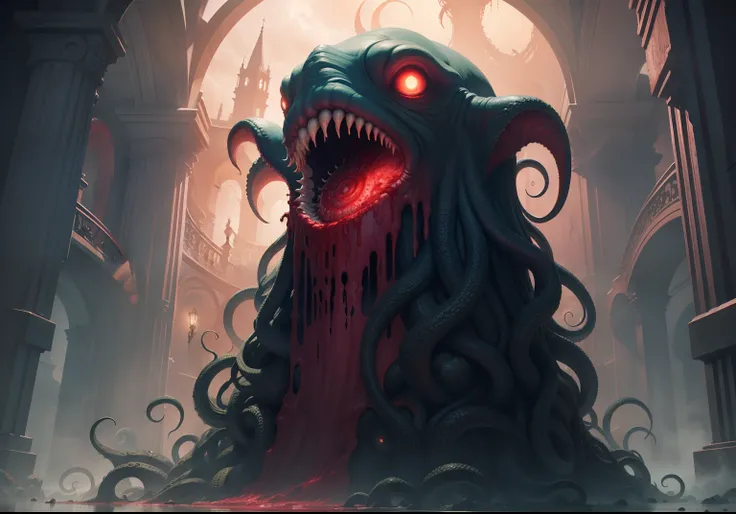 Cthulhu Horror，Giant tentacle monster，blood vess