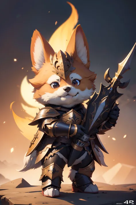 Super cute furry corgi warrior in armor、realisitic、4K、ultra-detailliert、 vray rendered、unrealengine、Mid-Journey Art Style