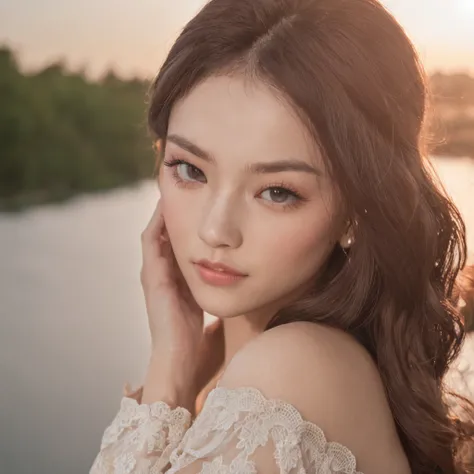 ，masutepiece, Best Quality，8K, 超A high resolution，Real Lights and Shadows，（Realiy，realisticlying)，(beautidful eyes:1.2，Look into the camera)，True skin texture，summer clothing，High-end luxury and beautiful environment，Scenic beauty，Oriental Beauty、the night...