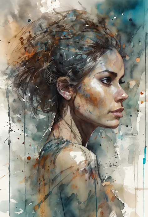 Abstract beauty, Amazing beautiful olive skin girl, Skyscraper on the left, Centered, Looking at the camera, nearing perfection, Dynamic, Moonlight, Highly detailed, Watercolor painting, art  stations, concept-art, smooth, Sharp focus, illustration, Art by...