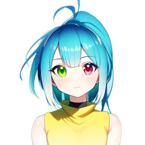 Close up portrait of a person with blue hair and green eyes, Anime style. 8K, anime styled 3d, anime moe art style, hatsune miku portrait, Mikudayo, Anime girl with teal hair, live2d virtual youtuber model, Stylized anime, 2 d anime style, anime style 4 k,...