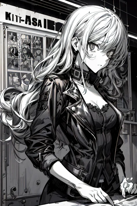 (comic noir style),(linear art_anime),(black-and-white_high contrast),(masutepiece, best quality, ),(laura bad picture:1.2),(lor...