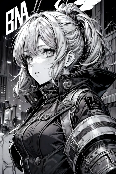 (Comic Noir Style),(linear art_Anime),(black-and-white_High contrast),(masutepiece, Best Quality, ),(Laura Bad Picture:1.2),(Lora Add Details:1.2),8K, Flat color:1.2,1girl in,Chibi,steampunc、machinery background