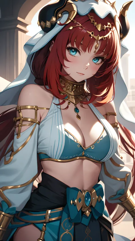 "tmasterpiece，Close-up shot，sportrait，Best Picture Quality，solo person，Off-the-shoulder clothing，Large breasts，cleavage，the original god，Nilu