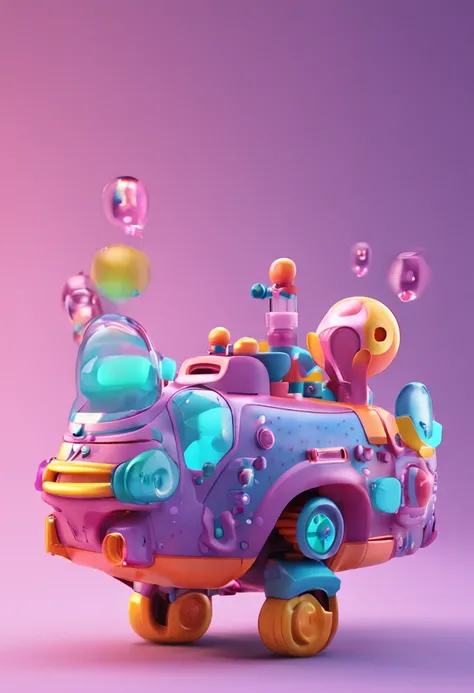 endless creativity，Bubble Gun Model，Cartoon appearance design，Rich advanced color matching，cg，simple background，rendering，ocrendering，3dModel，