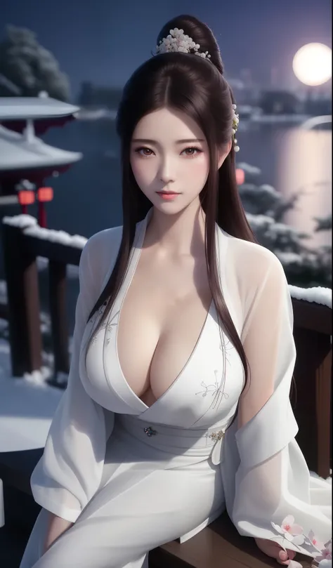 a close up of a woman in a white dress sitting on a bench, Japanese goddess, seductive anime girls, beautiful and seductive anime woman, gorgeous chinese models, Beautiful anime woman, attractive anime girls, trending on cgstation, Chinese girl, trending a...