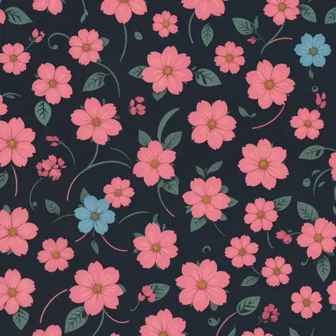 neon flowers pattern