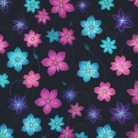 neon flowers pattern