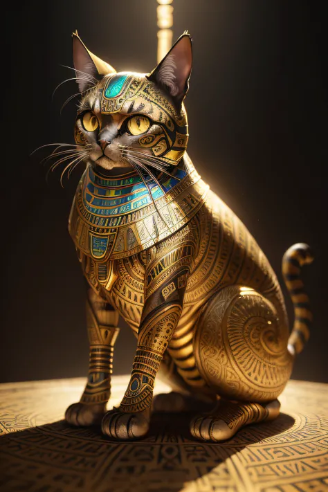 biomachine:1.3, (Egyptian gato art:1.2), (colorido:1.2), dourado, ouro, Hans Giger, (zentangle:1.2), granulado, extremamente detalhado, detalhes intrincados, dynamic lighting, fotorrealista, luz natural, baixo h, obra prima, detalhado 8k