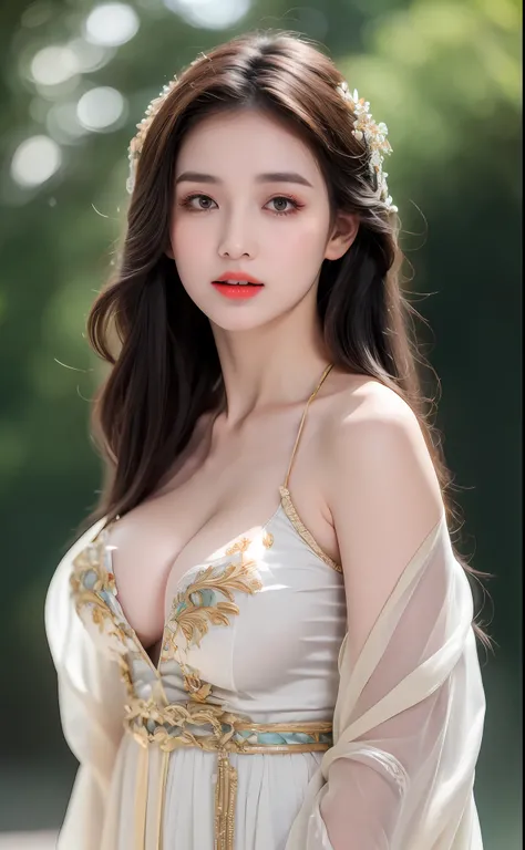 ((Best Quality, 8k, Masterpiece: 1.3)), Focus: 1.2, Perfect Body Beauty: 1.4, Buttocks: 1.2, ((Layered Haircut)), (Wet Clothes: 1.1), (Rain, Street:1.3), (Breasts: 1.2), (Hanfu: 1.2), Bare Shoulders, Bare Legs, Highly Detailed Face and Skin Texture, Fine E...