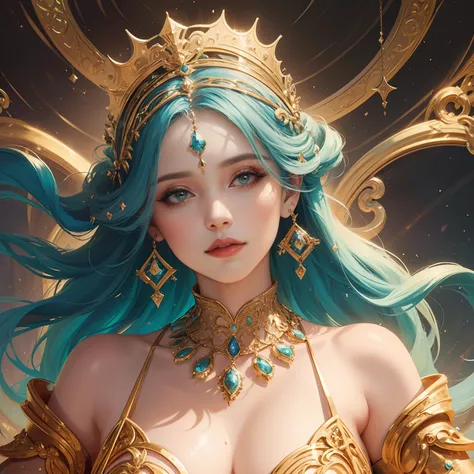 a close up of a woman wearing a necklace and earrings, 8K high quality detailed art, Fantasy art style, Beautiful and elegant queen, ((a beautiful fantasy empress)), Guviz-style artwork, Ethereal beauty, style of wlop, beautiful fantasy art portrait, Beaut...