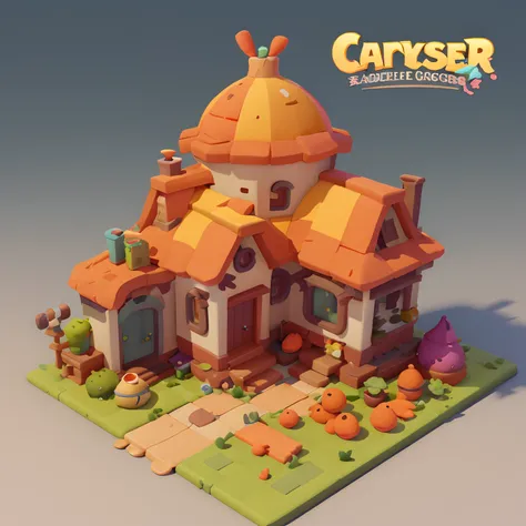 Game architectural design, Cartoony,Carrot house，Radishes match the architecture，casual game style, Carrot building,  。.。.。.。.。.。.3D, blender，closeup cleavage，tmasterpiece，super detailing，best qualtiy