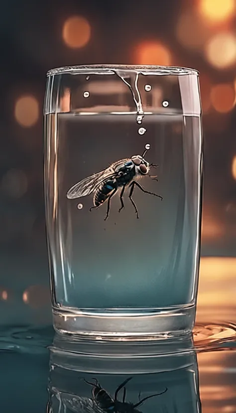 two flies drowning in a glass of milk