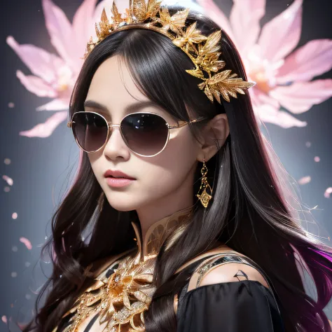 skelleton，Wear gold-framed reflective sunglasses，32K（tmasterpiece，k hd，hyper HD，32K）Bright purple-pink flowing hair，The Silver Skull Jewelry District of the Canyon，Silver Skull King ，Platinum Dragon Skeleton Protector （The skeleton is realistic：1.4），Skull ...