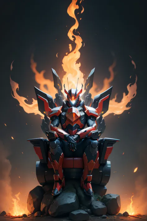 The combination of the giant pincer mantis and the Flame Seat in the form of mecha