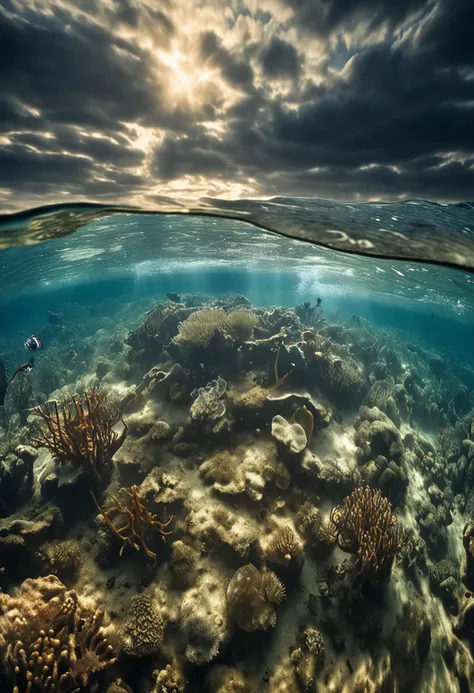 (((show a ANCHOR stuck at the bottom of a DEEP Ocean floor))) shafts of sunlight filtering through the oceans surface, illuminating the hidden world beneath, create a captivating underwater scene. vertical panorama, Ultra Wide View. UHD, masterpiece, award...