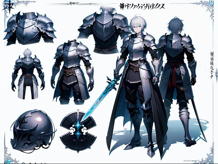 anime character with sword and armor holding a glowing orb, concept art by Yoshihiko Wada, pixiv, sots art, berserk skullknight black armor, jrpg character art, shadowverse character concept, pale black armor, anime key visual concept art of, official char...