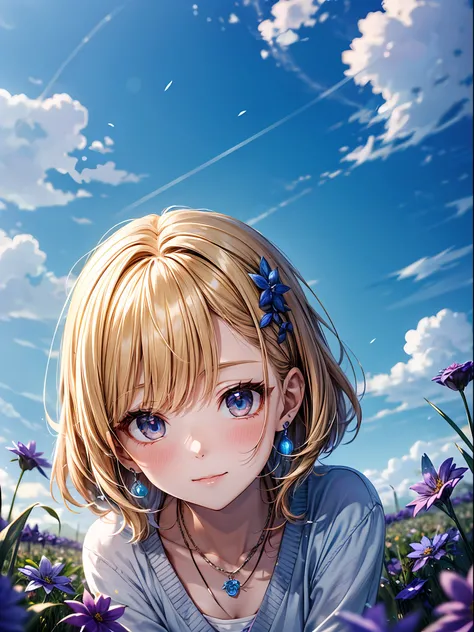 absurderes, (独奏:1.5,)ultra-detailliert,bright colour, extremely beautiful detailed anime face and eyes, view straight on, ;D, shiny_skin,25 years old, Short hair, , asymmetrical bangs, Blonde hair with short twin tails, Shiny hair, Delicate beautiful face,...