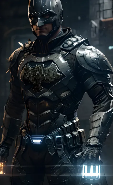 3d render of a highly detailed [Batman|Cyborg] wearing cybernetics and intricate detail armor with armored plates, hdr, 8k, subsurface scattering, specular light, highres, octane render, ray traced