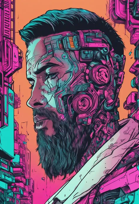 Mudar fundo cyberpunk menino bonito tatuado , Rosto realista ,8k ultra