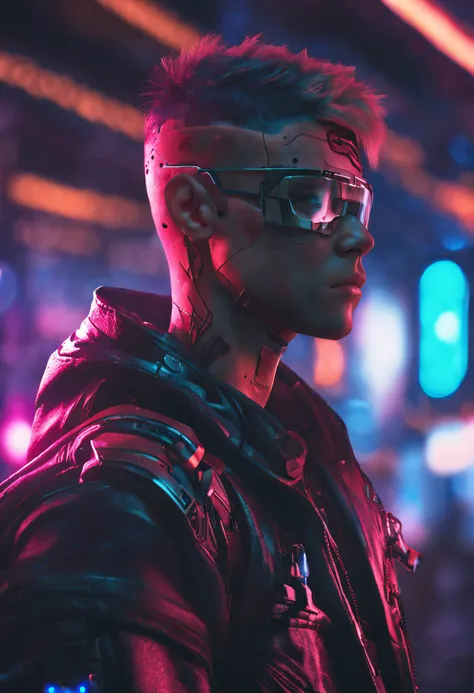 Mudar fundo cyberpunk menino bonito , Rosto realista ,8k ultra