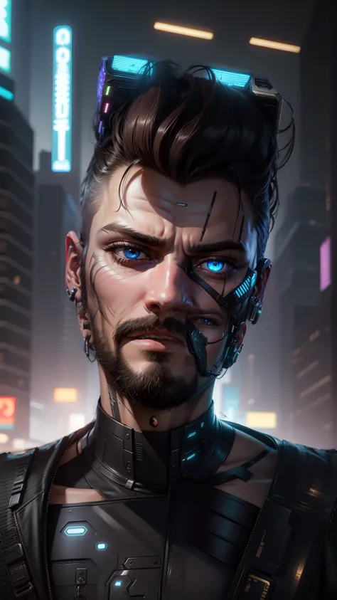 Change background cyberpunk handsome realistic face ultra realistic 8k game