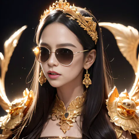 Skeleton Superman style，Wear thick gold-framed reflective sunglasses，32K（tmasterpiece，k hd，hyper HD，32K）Light chrysanthemum flowing hair，The Silver Skull Jewelry District in the backstreets，Indigo Skull King ，Smoke billowed out （The skeleton is realistic：1...